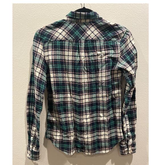 UNTUCKit Flannel Plaid Long Sleeve Button-Down Shirt Top Green Women Sz 0 NWOT - Picture 2 of 4